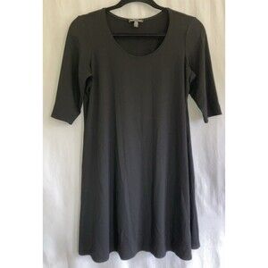 Eileen Fisher Womens Small Black Short Sleeve Tunic Made In USA Minimalist